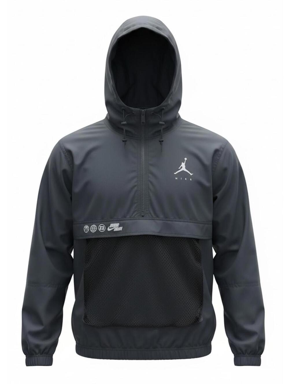 Nike Jordan Windbreaker Hoodie Jacket Black with Mesh Pocket